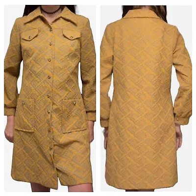 Vintage 1960s Marigold Princess Mod Dress Coat Trench Antique 1970s 1950s Jacket • $44