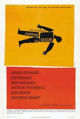 1959 ANATOMY OF A MURDER VINTAGE CRIME DRAMA MOVIE POSTER PRINT STYLE A 54x36 • $89.95