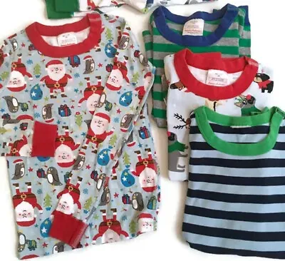 Lot 4 Pc HANNA ANDERSSON Pajamas Tops Xmas Santa Organic Cotton 130 8 • $12