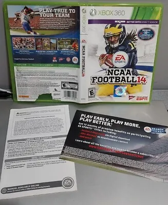 NCAA Football 14 Xbox 360 CASE & Inserts ONLY! NO GAME! Please Read Damaged Art • $12.95
