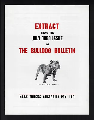 Mack Trucks Maxidyne Engine 4 Page 1968 Bulldog Bulletin Extract • $17.69