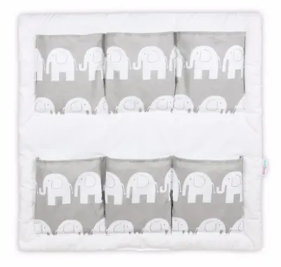 COT TIDY ORGANISER BED NURSERY HANGING STORAGE 6 POCKETS Elephants Grey • £13.49