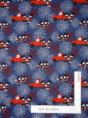 Fabric With © Disney Minnie Mickey Mouse Patriotic Fireworks Cotton CP69981 Yard • $10.97