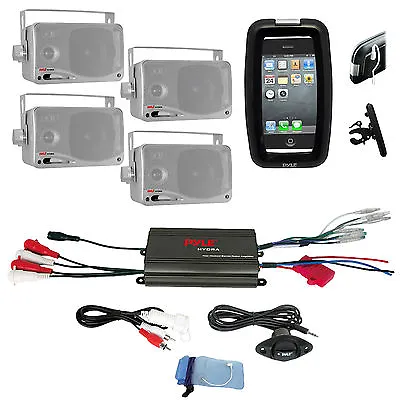 New Marine Boat Bike ATV 4 Channel 800W Amplifier IPod Input 4 Silver Speakers • $134.99