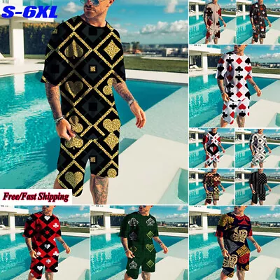 Men Summer Outfit 2-Piece Set Short Sleeve Sweatshirt T Shirts And Shorts Suits • $19.98