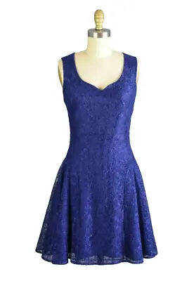 $35 • Buy Z Spoke By Zac Posen Blue Lace Fit And Flare Dress Size 4