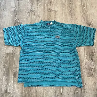 Vintage T & C Surf Design Geo Stripped Green  T Shirt Men’s XL • $19.99