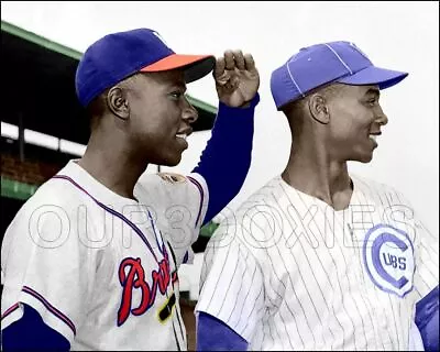 Hank Aaron Ernie Banks Photo 8X10 - 1957 Milwaukee Braves Chicago Cubs COLORIZED • $7.95