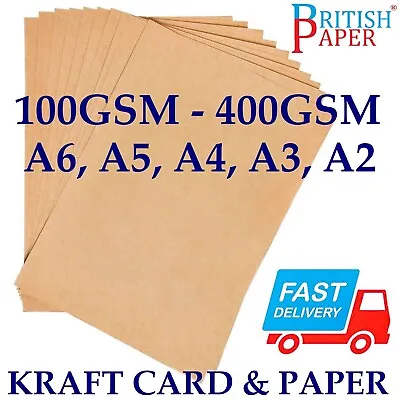 £199.99 • Buy A6 A5 A4 A3 A2 100gsm -400gsm BROWN KRAFT CARD PRINTER PAPER BAG TAG CRAFT SHEET