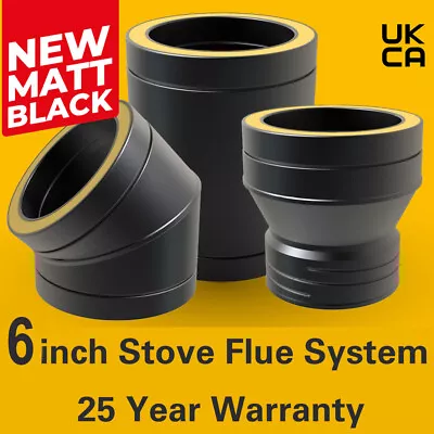 £32.59 • Buy Stove Pipe Twin Wall Flue Kits For Stoves 6 Inch 25 Year Warranty Matt Black