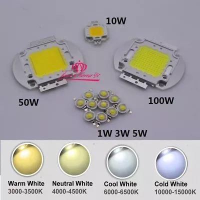 High Power 1W 3W 5W 10W 20W 30W 50W 100W LED Chip Warm Natural Cool White Beads • $1.26