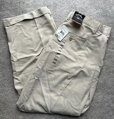 Callaway Microfiber Waffle Stitch Golf Pants 40x30 Mens Beige Comfort NWT • $15.90