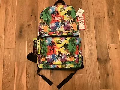 NWT Marvel Comics Super Heroes Backpack Book Bag Tie Dye Laptop Sleeve NEW • £18.75