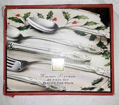 Lenox Holiday Platinum 20 Pc Flatware Holly 4 Place Settings Of 5 FREE SHIP • $120