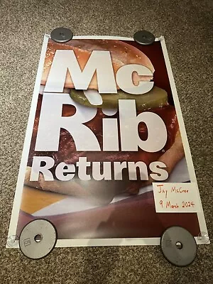 Very Rare McDonald's McRib Large Vinyl Plastic Poster 55x35 (over 4 FEET TALL) • $69