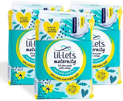 £10.20 • Buy Maternity Ultra Thin Long Pads With Wings, Perfect For 3+ Weeks Post Birth, 12 C