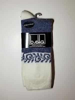 B.ella Angora Wool Blend Women's Socks Ivory Blue • $18