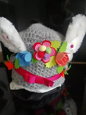 Easter Crotchet Bonnet Hat With Bunny Ears • £5