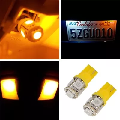 2x Yellow T10 W5W LED Bulb For Map Dome Courtesy Side Marker License Plate Light • $4.59