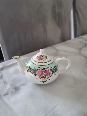 Vintage ‘Porcelain Art’ Rose Floral Miniature Teapot • £9.99