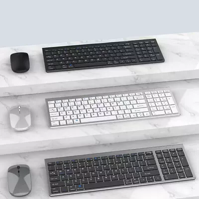 Mute Bluetooth Keyboard Mouse Suit Rechargeable For PC Ipad Mac Windows • $42.53