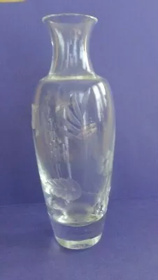 Vintage Lenox USA Vase Cut Etched Glass Crystal Floral Fern 7 1/4  Tall • $10.16