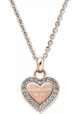 New Michael Kors Rose Gold-tone Heritage Heart Pendant Necklace Msrp $95.00   • $59.95