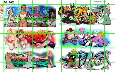 NH142 DAVE'S DECALS 1/2 Set N SCALE MIXED GRAFFITI PRETTY GIRLS CARTOON ART  • $4.94