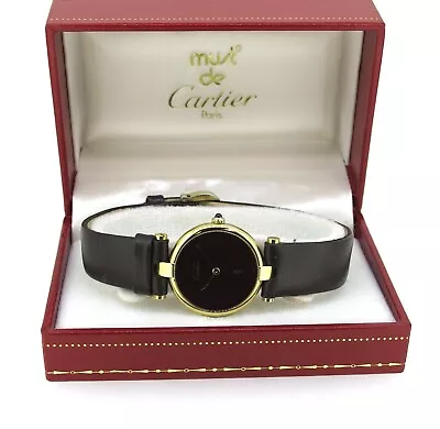 Cartier Must De Cartier Paris 925 Argent Quartz Genuine Leather Band Wristwatch • $1148.85