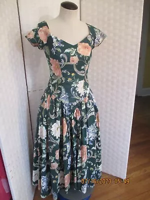 Vintage 1980's Loralie Floral  Drop Waist Dress Sz 6 • $50