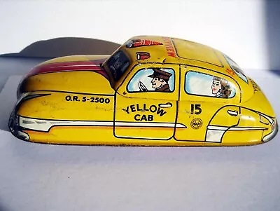 Vintage 1940's Mar-x Pressed Metal Toy Wind Up Yellow Taxi Cab Car-v.g. Cond.* • $30