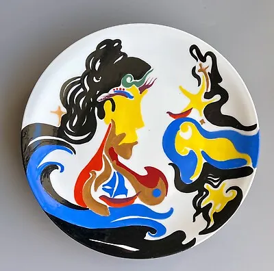 Hand Painted Porcelain Plate Original Modern Style Illustration 23 Cm Wall Decor • $99