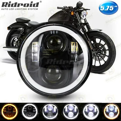 5 3/4 5.75  LED Headlight Projector Halo DRL For Harley Dyna Sportster 883 1200 • $29.99