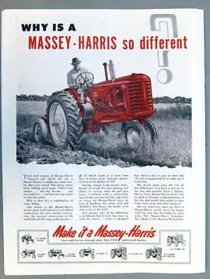 Original 1954 Massey Harris 44 Special Tractor Ad WHY IS AN M-H SO DIFFERENT? • $7.95