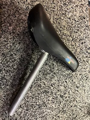 Vintage Schwinn Mountain Bike Saddle Black W/kalloy 26.4 X 260mm Seatpost • $54.99