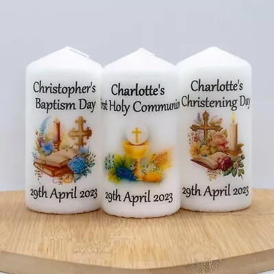 Christening Baptism Holy Communion Personalised Gift Candle Vintage Design • £4.85