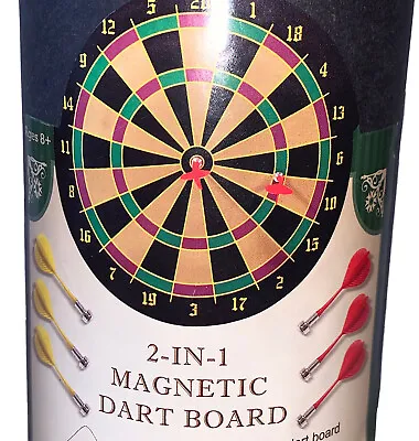 2-In-1 Magnetic Hanging Flexible Dartboard Ages 8+ Includes 6 Darts Boxed Set • $38.70