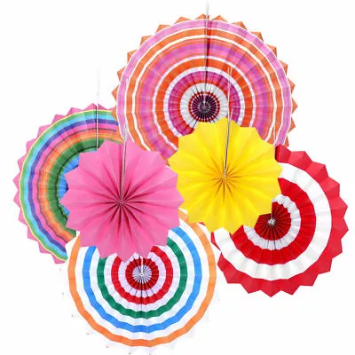 6/12PCs Paper Fan Flowers Hanging Birthday Wedding Baby Shower Party Decor • £4.89