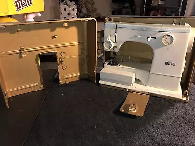 Vntg Elna Super Sewing Machine W/ Hard Case  & Foot Pedal Elnasuper • $99.99