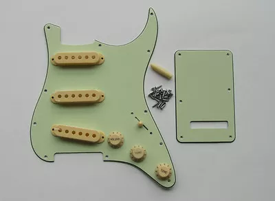 Mint Green SSS PickguardTrem Cover W/ Cream Pickup CoversKnobsTips For Strat • $14.28