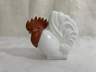 Vintage 70's Avon Rooster Bottle White Glass With Brown Head • $8.99