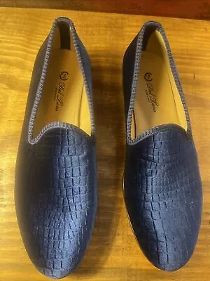 Del Toro Mens 12 Velvet Slippers Slide On Dress Casual Loafers Italy EUC Blue • $150