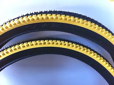$44.99 • Buy 2pcs Bicycle Tires 26  X 2.10 Vee Rubber 2-tone Yellow Bmx Cycling Bike