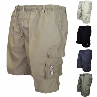$6.03 • Buy Men's Elastic Waist Cargo Pockets Pants Shorts Work Wear Casual Short Trousers N