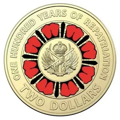 $9.99 • Buy 2019 ANZAC 100 Years Of Repatriation $2 Two Dollar Coin Aus Red And Black CIRC