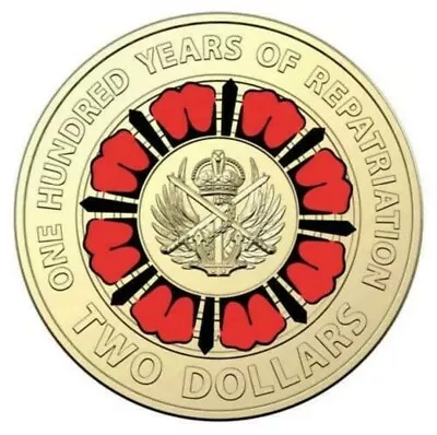 $9.99 • Buy 2019 ANZAC 100 Years Of Repatriation $2 Two Dollar Coin Aus Red And Black CIRC