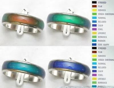 Lots 10pcs Stainless Steel Change Color Emotional Mood Rings Band Mix Size 6-9 • $2.35