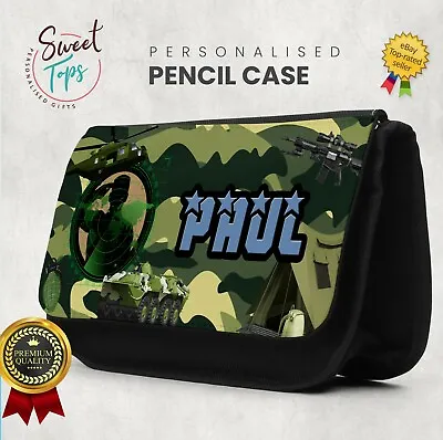 Personalised Name Army Pencil Case School Kids Stationary Cover • £8.99