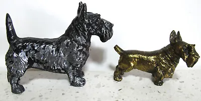 Lot Of 2 Vtg  Small  Metal Scottie Dog Scottish Terrier Figurines 1 Brass Tone • $10