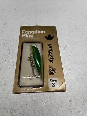Rare Vintage Canadian Plug Grizzly Fishing Lure Green Original Package Size 3 • $25
